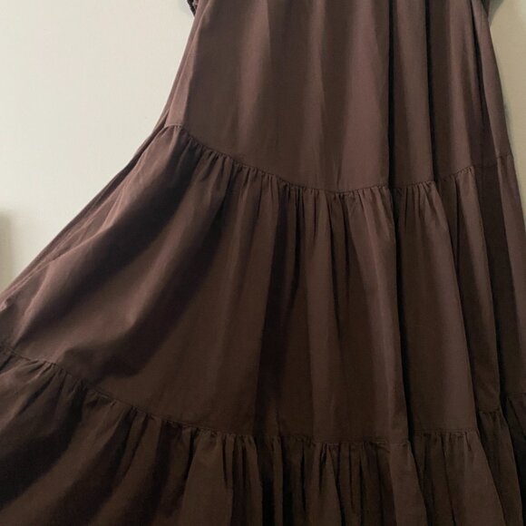 Handmade Plus Size Cotton Bamboo Chocolate Brown Dress - Picture 13 of 15